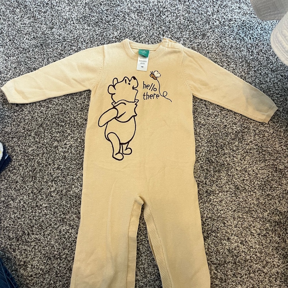 Disney Cream One Piece sweater Romper with Bear and Bee Design